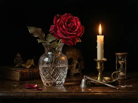 Still Life: Candlelight & Rose